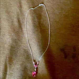Sterling silver pink heart pendant